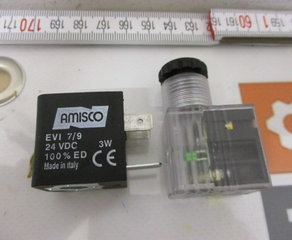 Катушка с разъемом
22mm Magnetspule EVI 7/9 DC 24V 3W + 1 Stück Ventilstecker zu EVI 7/9 DC 24V 3W  mit LED AMISCO Spa